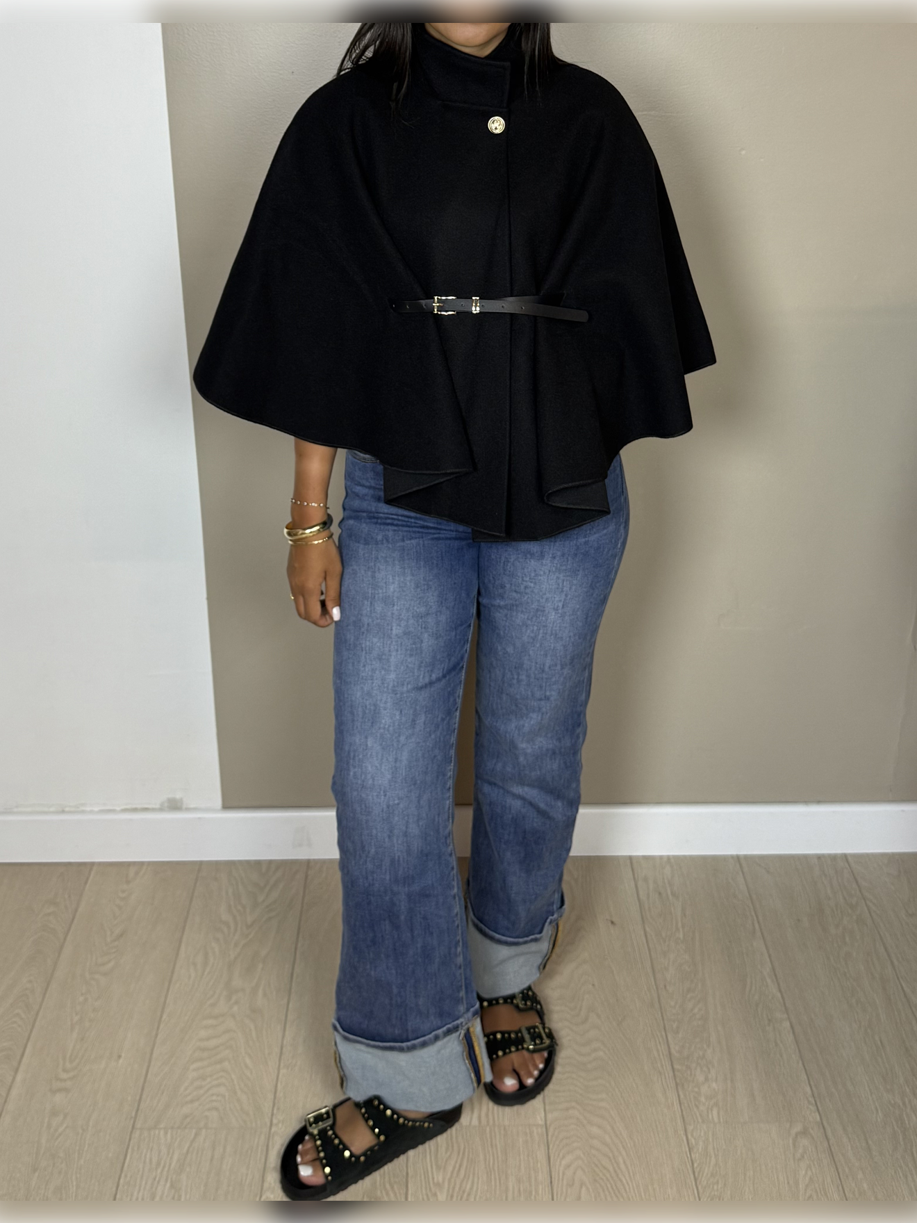 Poncho façon laine ceinture PAOLA - A1