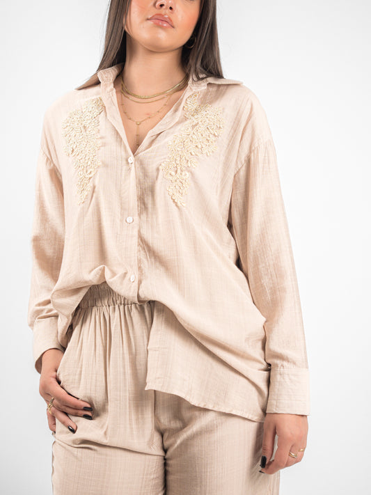 Ensemble à chemise brodée