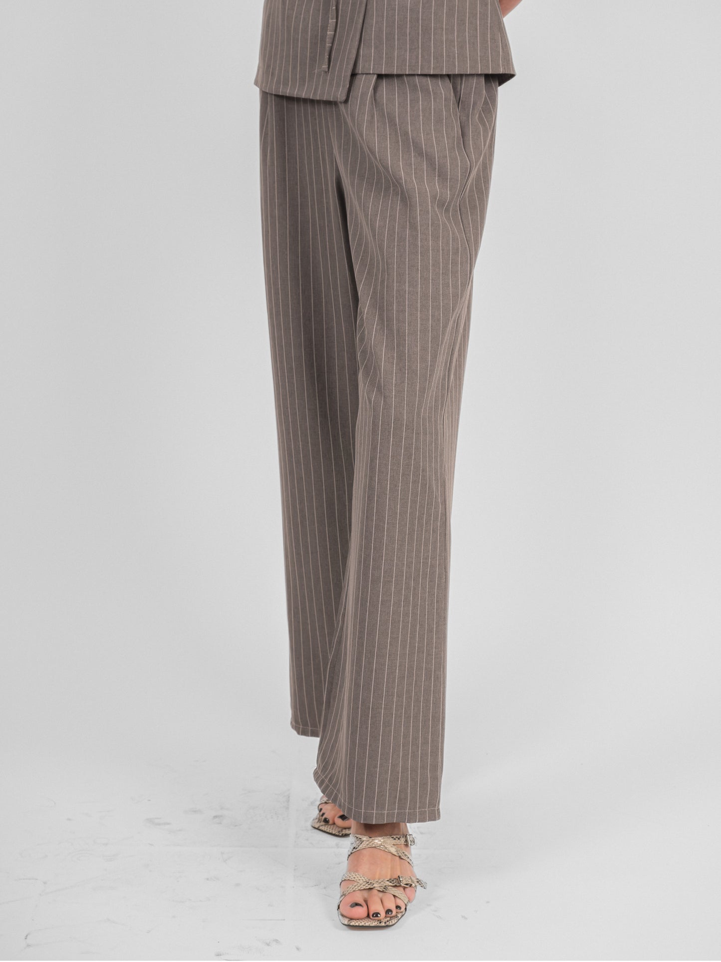 Ensemble rayé pantalon blazer sans manches