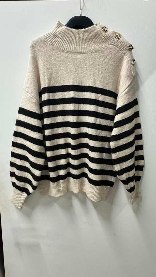 [EXCLU LIVE] Pull rayé avec bouton