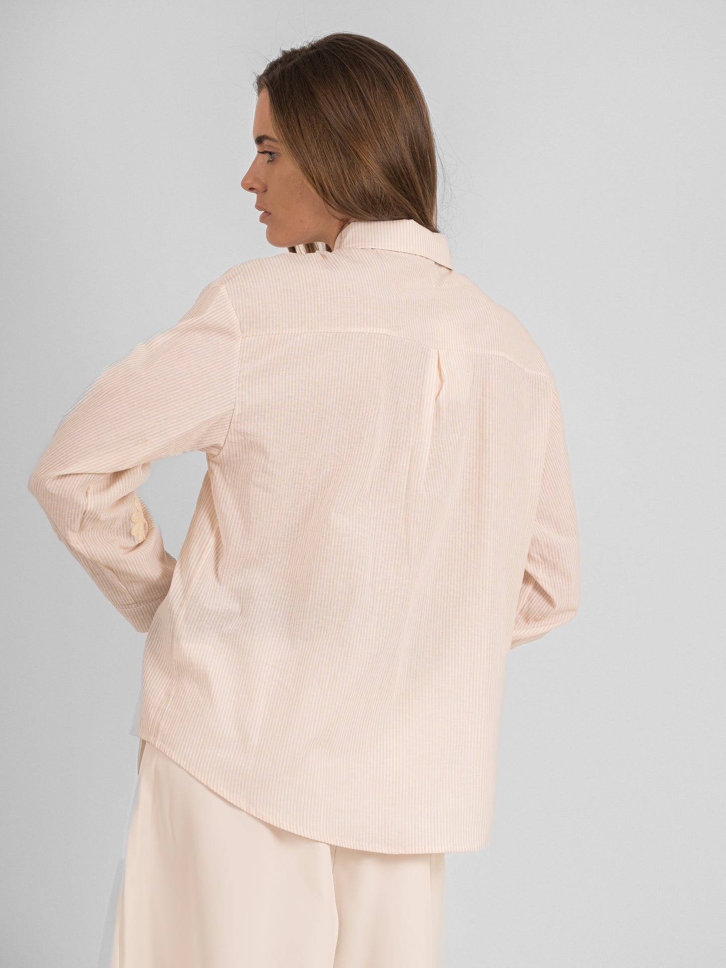 Chemise rayée à broderies fleuris - P3 PA