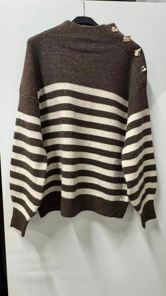 [EXCLU LIVE] Pull rayé avec bouton