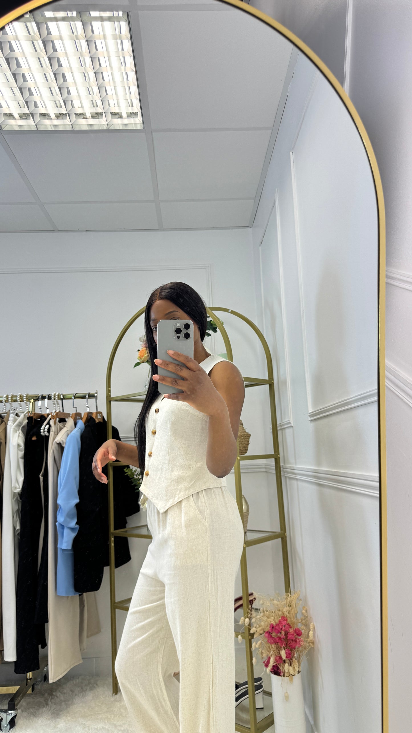 Ensemble sans manches en lin - P1