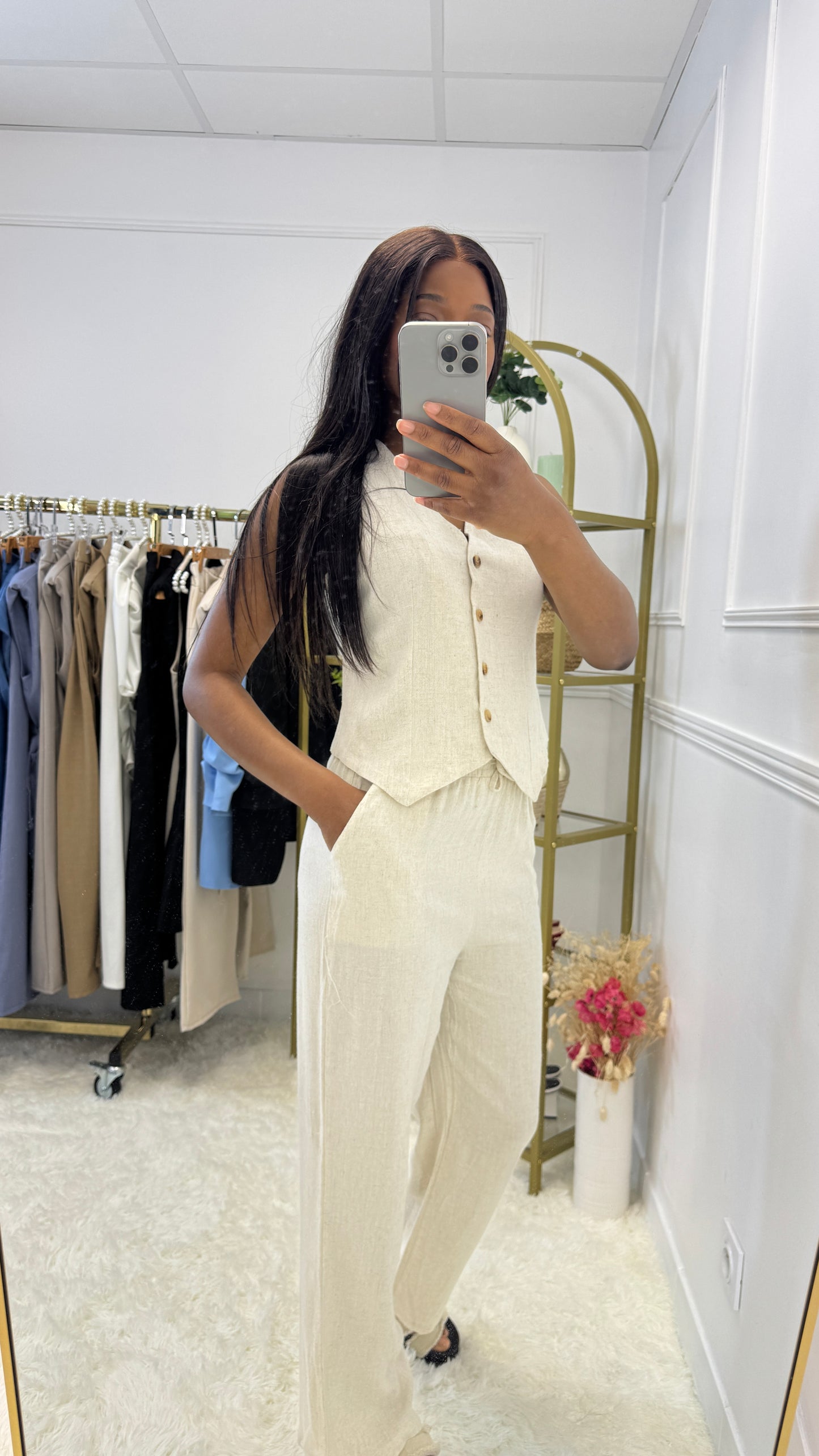 Ensemble sans manches en lin - P1