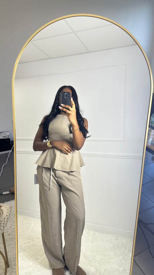 Ensemble CAMS top sans manches et pantalon élastique détails blanc