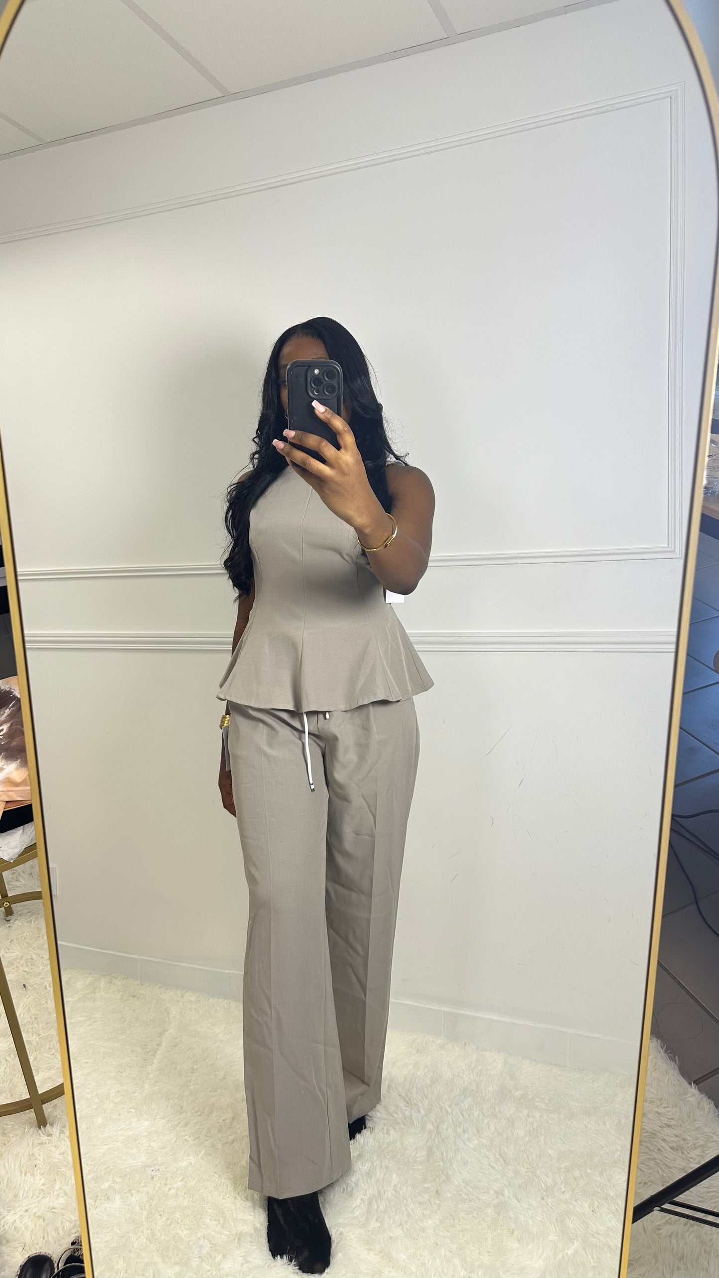 Ensemble CAMS top sans manches et pantalon élastique détails blanc